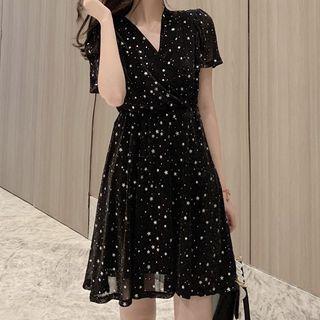 Glitter Star V-neck Mini Dress