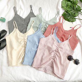 Plaid Ruched Cami Top