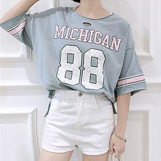 Ripped Printed Short-sleeve T-shirt