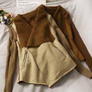 Patchwork Slim-fit Biker Jacket