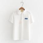 Short-sleeve Lace-trim Embroidered Polo Shirt