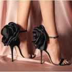 Rose Accent Ankle Strap Platform High Heel Sandals