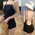 Frill Trim Knit Swimsuit