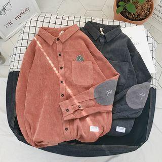 Embroidered Elbow-patch Corduroy Shirt