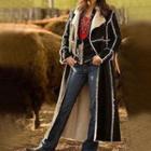 Contrast Trim Maxi Coat