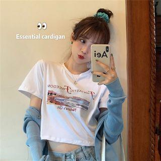 Printed Short-sleeve T-shirt / Light Jacket