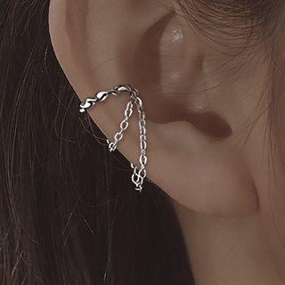 Chain Layered Alloy Cuff Earring 1 Pc - Silver - One Size