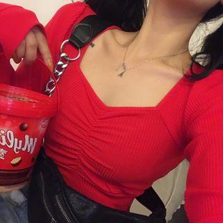 Cropped Blouse Red - One Size