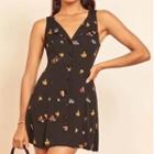 Sleeveless V-neck Fruit Print Mini A-line Dress