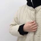 Knit-layered Padded Coat Ivory - One Size