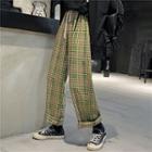 Checked Panel Wide-leg Pant