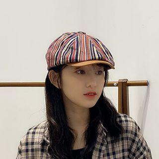 Striped Flat Cap Red - M