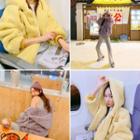 Colored Faux-fur Zip Hoodie