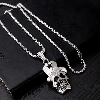 Skull Pendant Necklace Silver - One Size