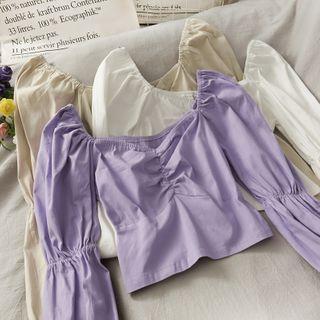 Boatneck Ruched Crop Top In 5 Colors
