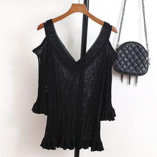 Cold Shoulder Bell-sleeve Sweater