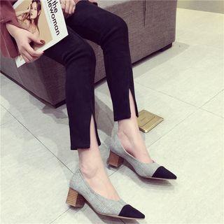 Low-heel Plaid Panel Flats
