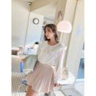 Frilled-collar Tie-neck Lace-trim Blouse