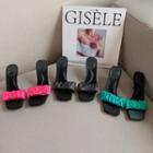 High Heel Shirred Slide Sandals