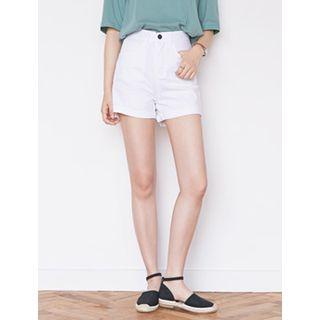 Cuff-hem Linen Shorts