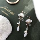 Cloud Dangle Earring 1 Pair - White & Gold - One Size
