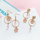 Non-matching Sakura & Faux Crystal Dangle Earring