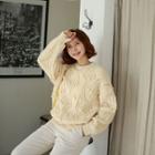 Crewneck Bobble Pointelle Sweater