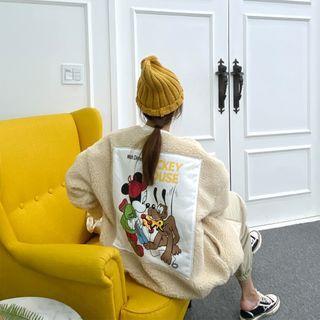 Mickey Print Boucl -knit Zip-up Jacket