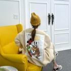 Mickey Print Boucl -knit Zip-up Jacket