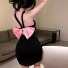 Sleeveless Bow-back Mini Bodycon Dress