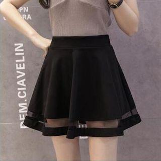 Mesh Insert A-line Skirt