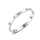Fashion And Simple Star 316l Stainless Steel Bangle With Cubic Zirconia Silver - One Size