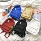 Chinese Character Embroidered Canvas Zip Backpack