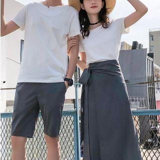 Couple Matching Short-sleeve T-shirt / Shorts / Midi Wrap Skirt / Set