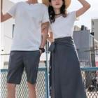 Couple Matching Short-sleeve T-shirt / Shorts / Midi Wrap Skirt / Set