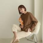 Slit-side Fleece-lined Boxy Sweatshirt