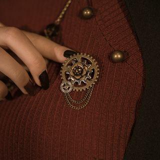 Steampunk Chain Brooch Bronze - One Size