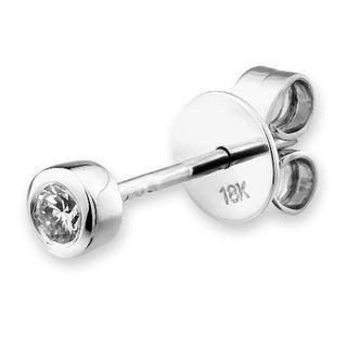 18k White Gold Round Diamond Bezel Setting Single Earring (3.5mm Diameter) (0.08 Ct)