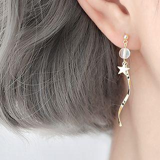 925 Sterling Silver Star Bead Swirl Dangle Earring 1 Pair - 925 Silver - One Size
