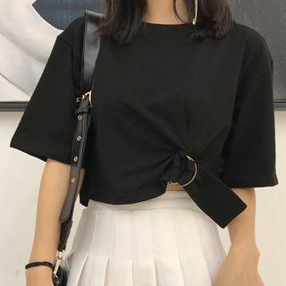 D-ring Cropped Short-sleeve T-shirt