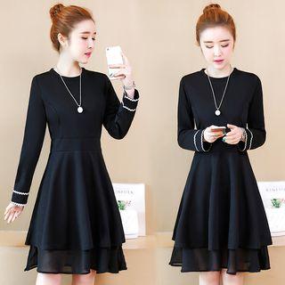 Long-sleeve A-line Layer Dress