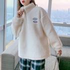 Fleece Semi High-neck Long-sleeve Sweatshirt