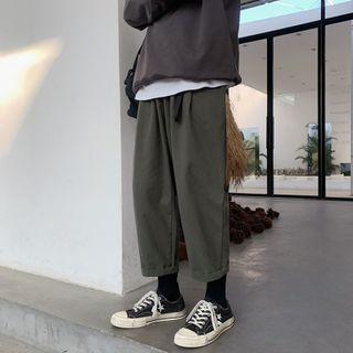 Cropped Belted Straight-fit Pants