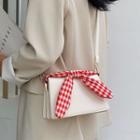 Faux Leather Flap Gingham Bow Crossbody Bag