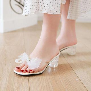 Bow Accent Chunky-heel Slide Sandals