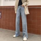 Side-split High-waist Wide-leg Jeans