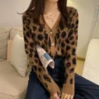 Long-sleeve Leopard Print Button-up Cardigan