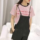 Set: Lettering Short-sleeve T-shirt + Dungaree Shorts