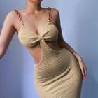 Spaghetti Strap Chained Cutout Midi Dress