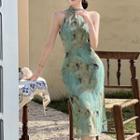 Halter-neck Tie-dyed Qipao